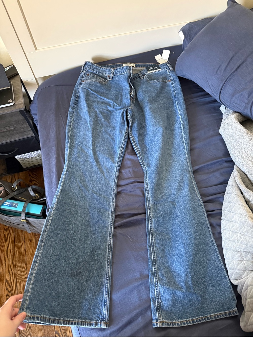Abercrombie Curve Love Mid Rise Boot Cut Pants